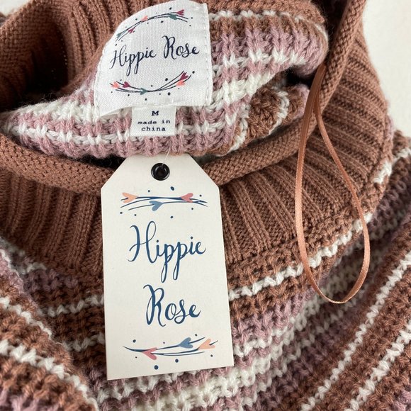 Hippie Rose Crop Pullover Sweater Mocha Mauve Med - Picture 7 of 8
